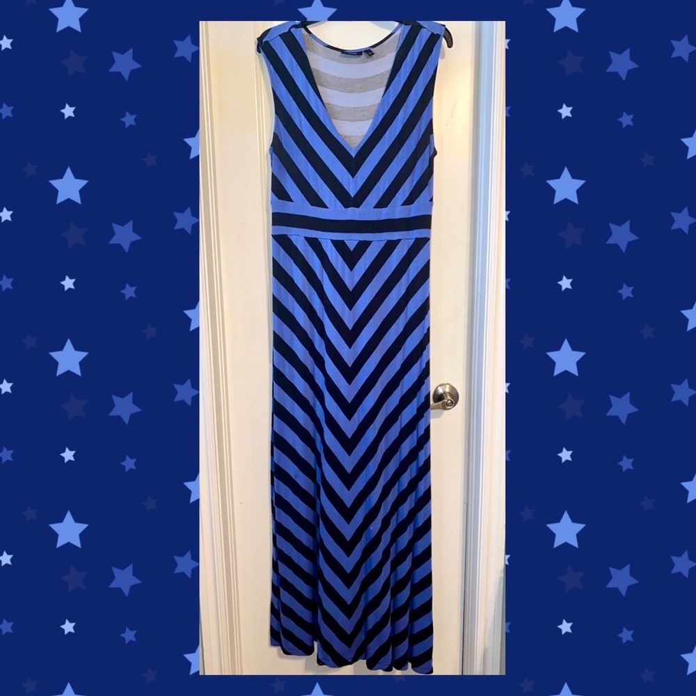Indigo Blue & Black Long Maxi Dress